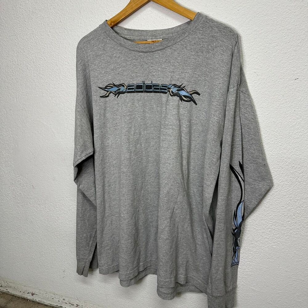 Y2K Adidas Blue Flame Long Sleeve